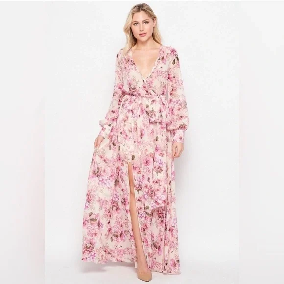 NWT Floral Pink Maxi Dress - Picture 2 of 4